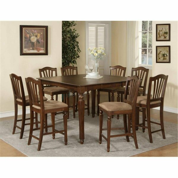 East West Furniture 5 Piece Counter Height Dining Set-Square Gathering Table With 4 Stools CHEL5-MAH-C